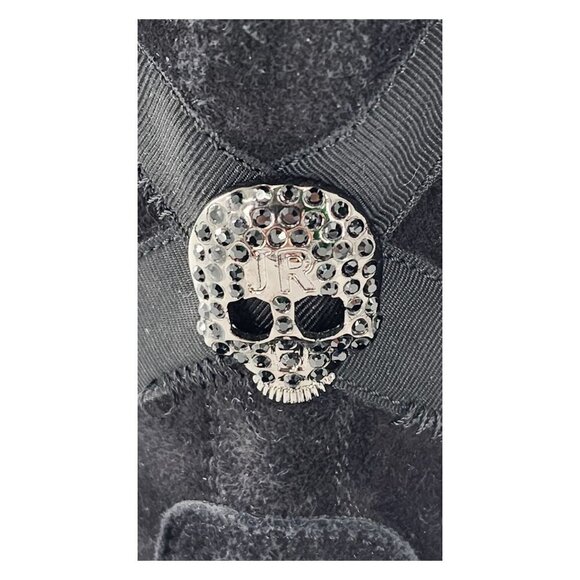 JOHN RICHMOND Beaded Scull Studded Suede Mid-Calf Boots - Picture 5 of 15